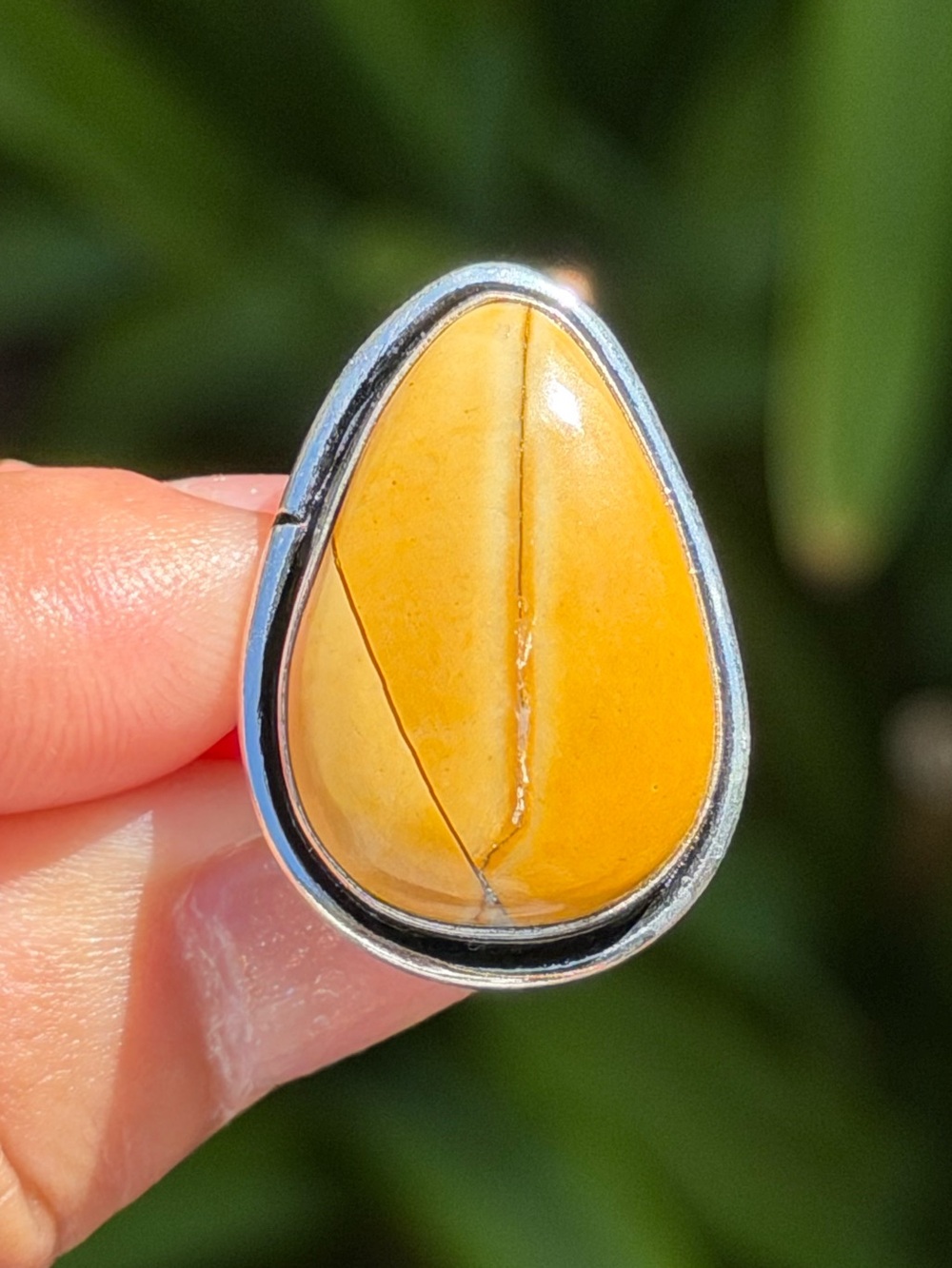 Size 7.5 Yellow Teardrop Stone Sterling Silver Ring - Women Jewelry